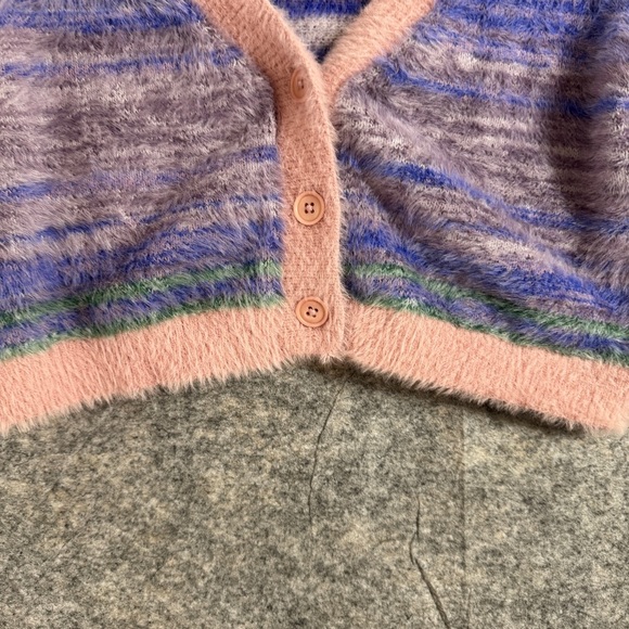 Sunday Best Aritzia Reese 90s Y2K Striped Fleece Cardigan Size Medium - Picture 7 of 14